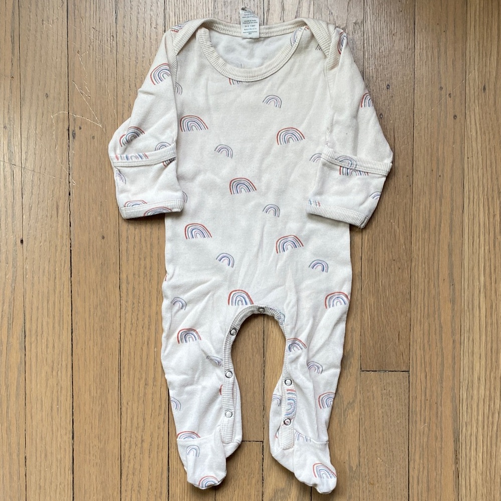 Kate Quinn Cream Rainbow Footie Sz 3-6M